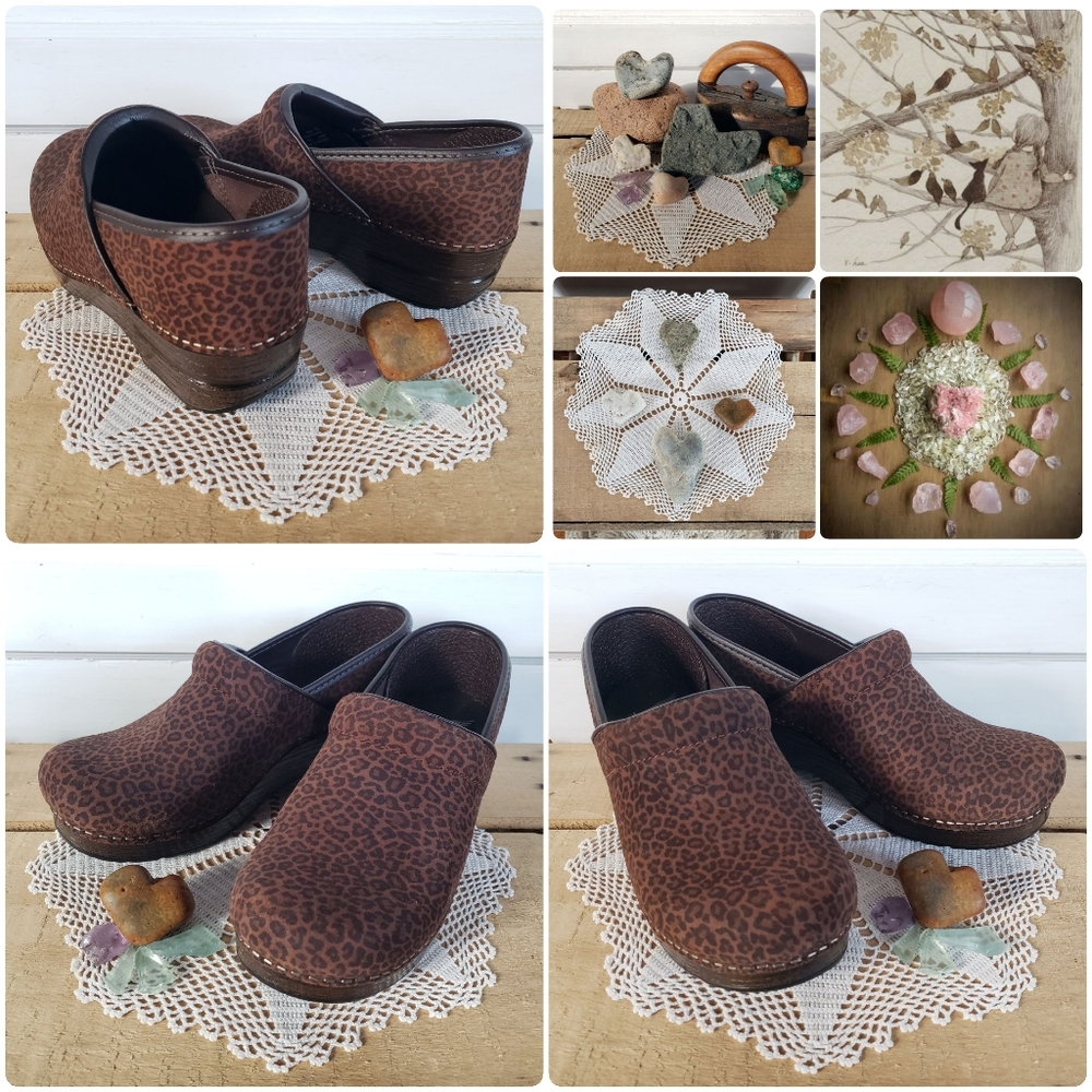 ⚘♥️Reserved for Dayna🐆Meow Dansko Pro Clog Mini Leopard Suede Mob Boho Cottage - Picture 2 of 7